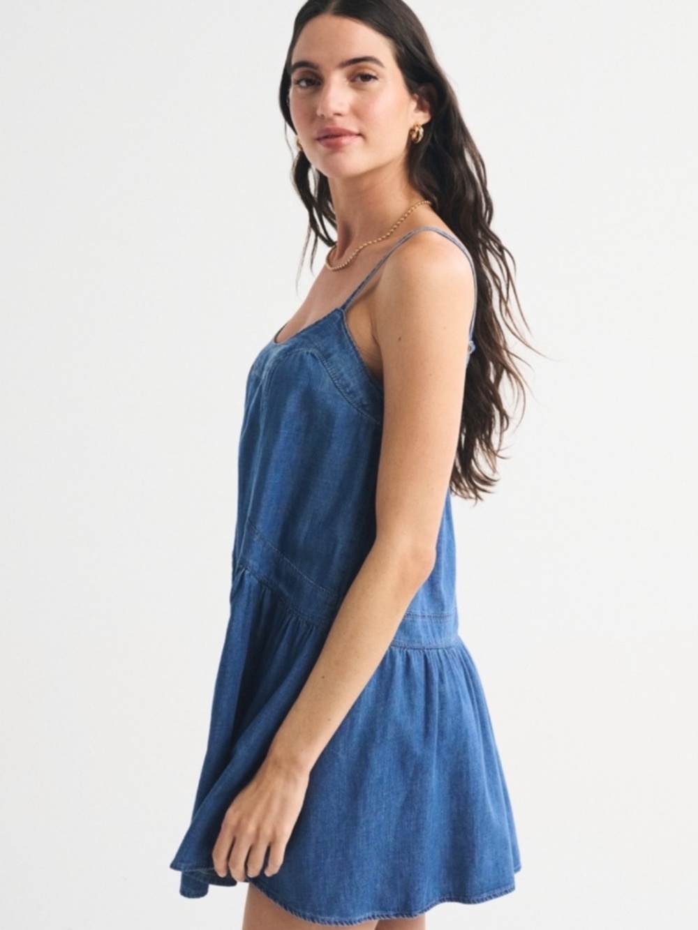 Abercrombie Denim Scoopneck Flowy Mini Dress - Picture 2 of 4